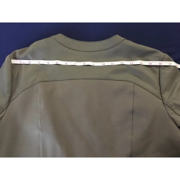 HAYDEN Collection GRAY GREY GENUINE LAMB LEATHER JACKET LARGE Crop Stretchy Zip - Picture 8 of 13